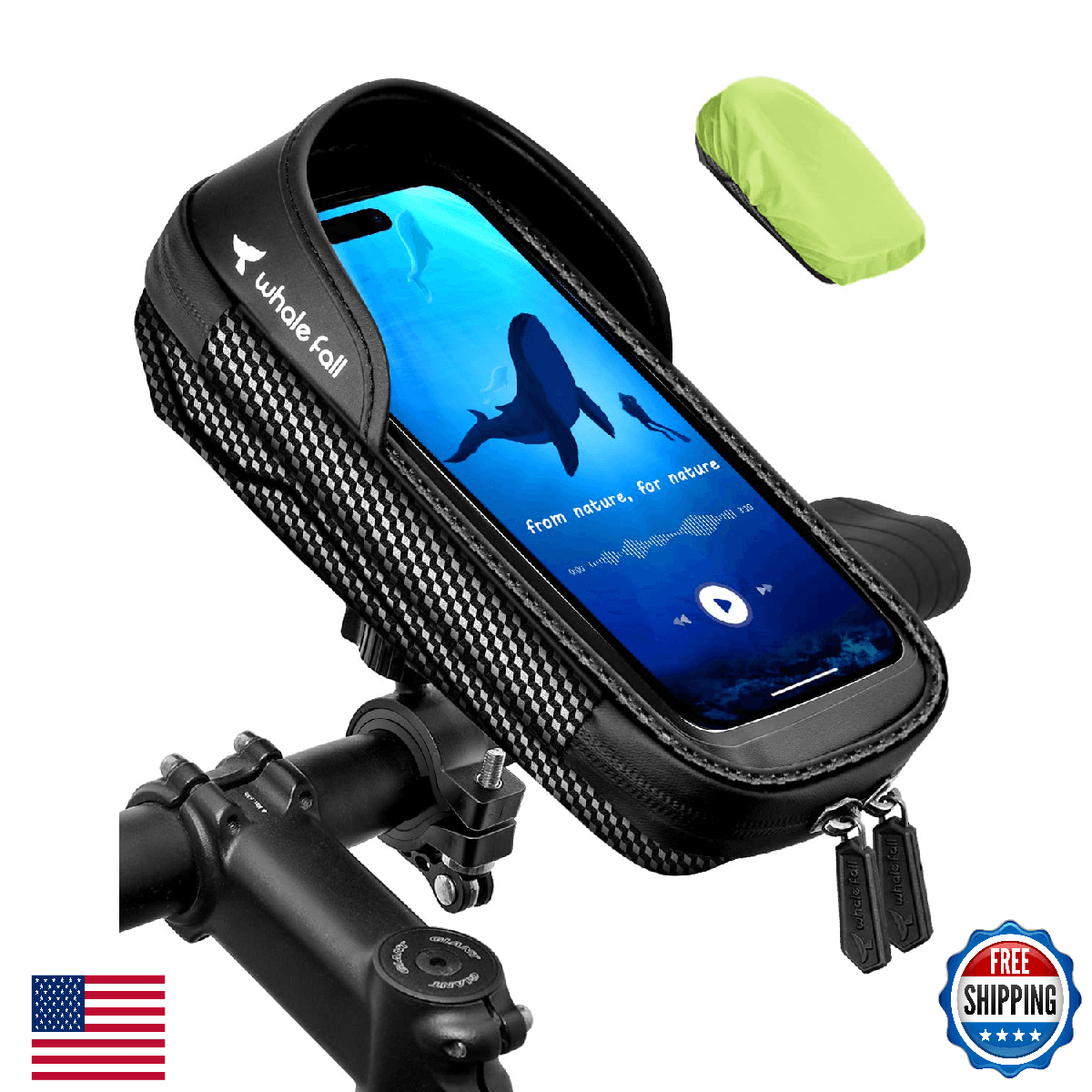 Whale Fall 360° Rotatable Waterproof Bike Phone Holder Handlebar Bag Touchscreen - Image 1