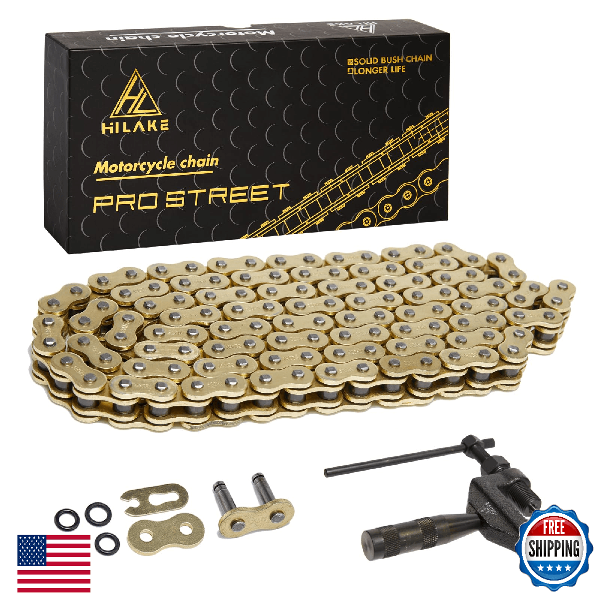 HILAKE 520 Motorcycle Chain 114 Links O-Ring Heavy Duty Drive Chain - Image 1