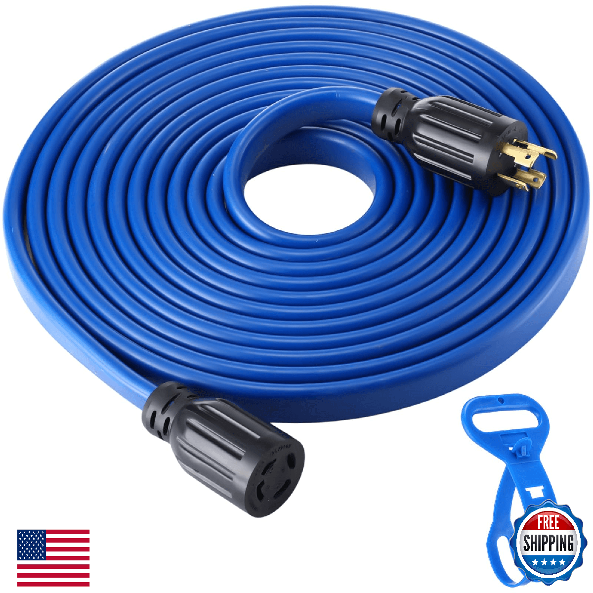 Kanayu 25 FT 4 Prong 30 Amp Flat Generator Extension Cord Compatible with NEMA L - Image 1