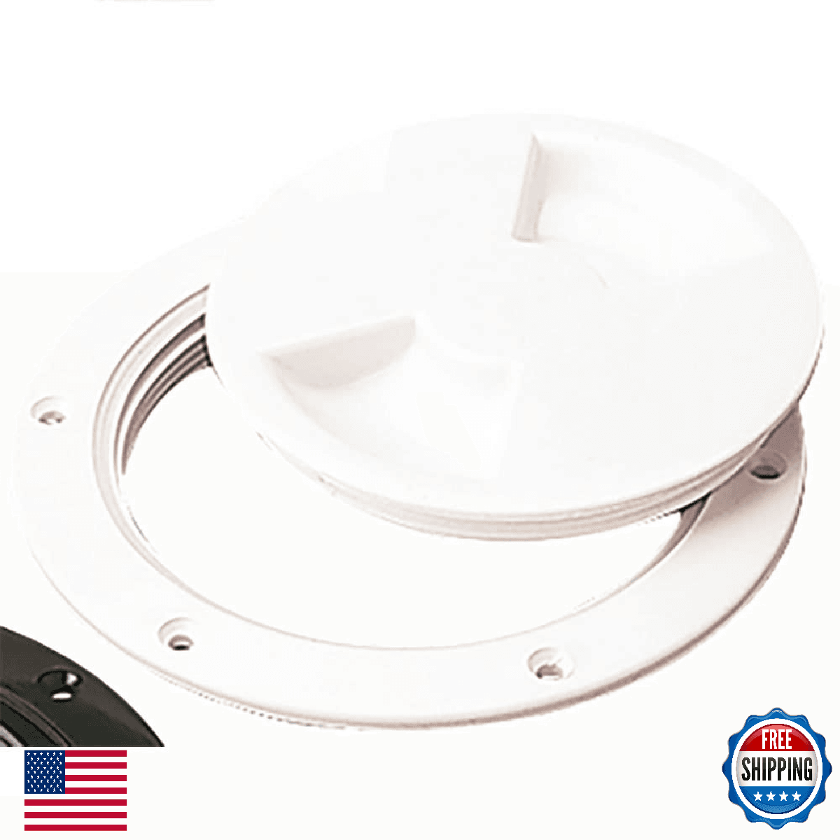 Sea Dog 337140-1 Screw Out Deck Plate 4-7/16" White Marine Hardware - Image 1