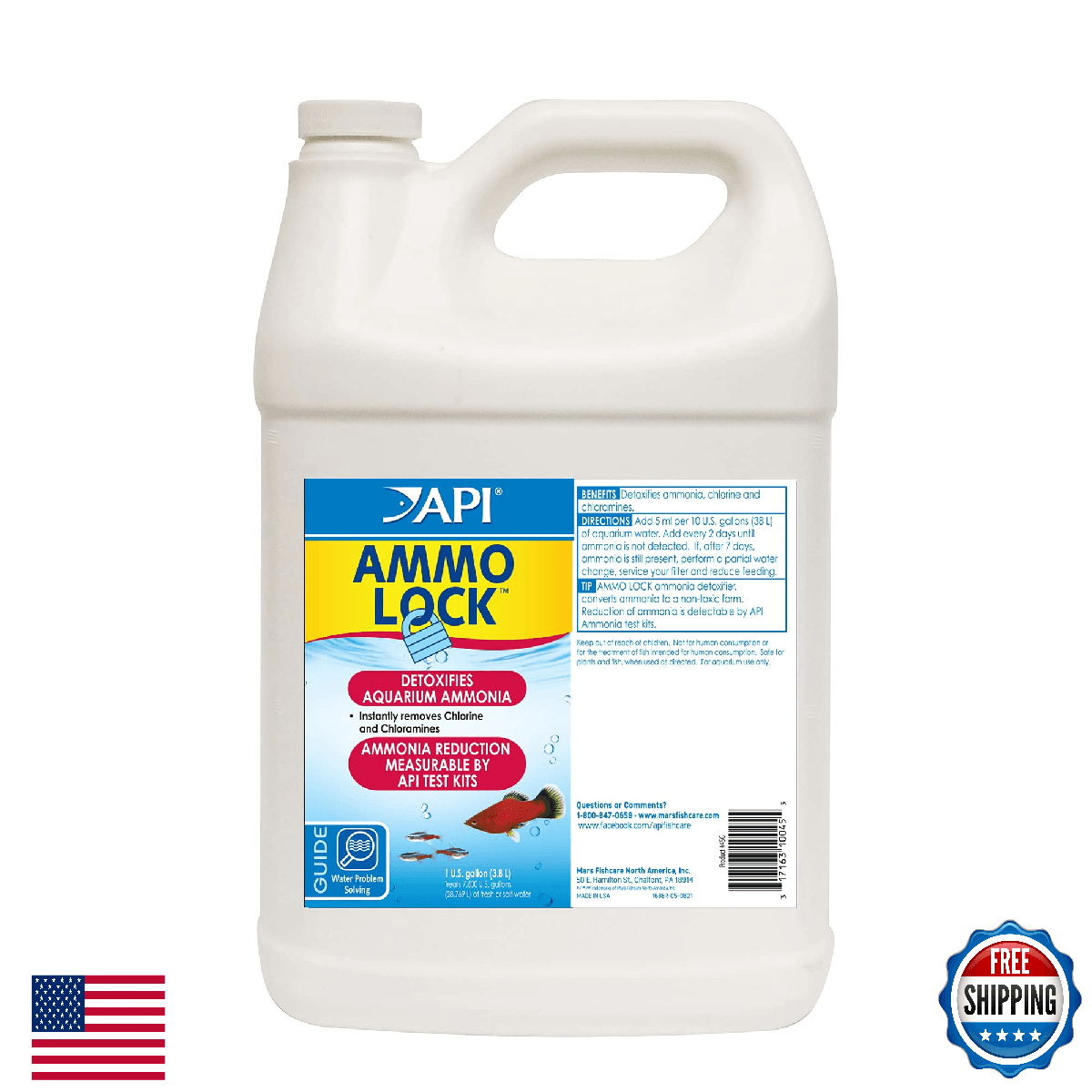 API Ammo Lock Freshwater and Saltwater Aquarium Ammonia Detoxifier 1-Gallon Bott - Image 1
