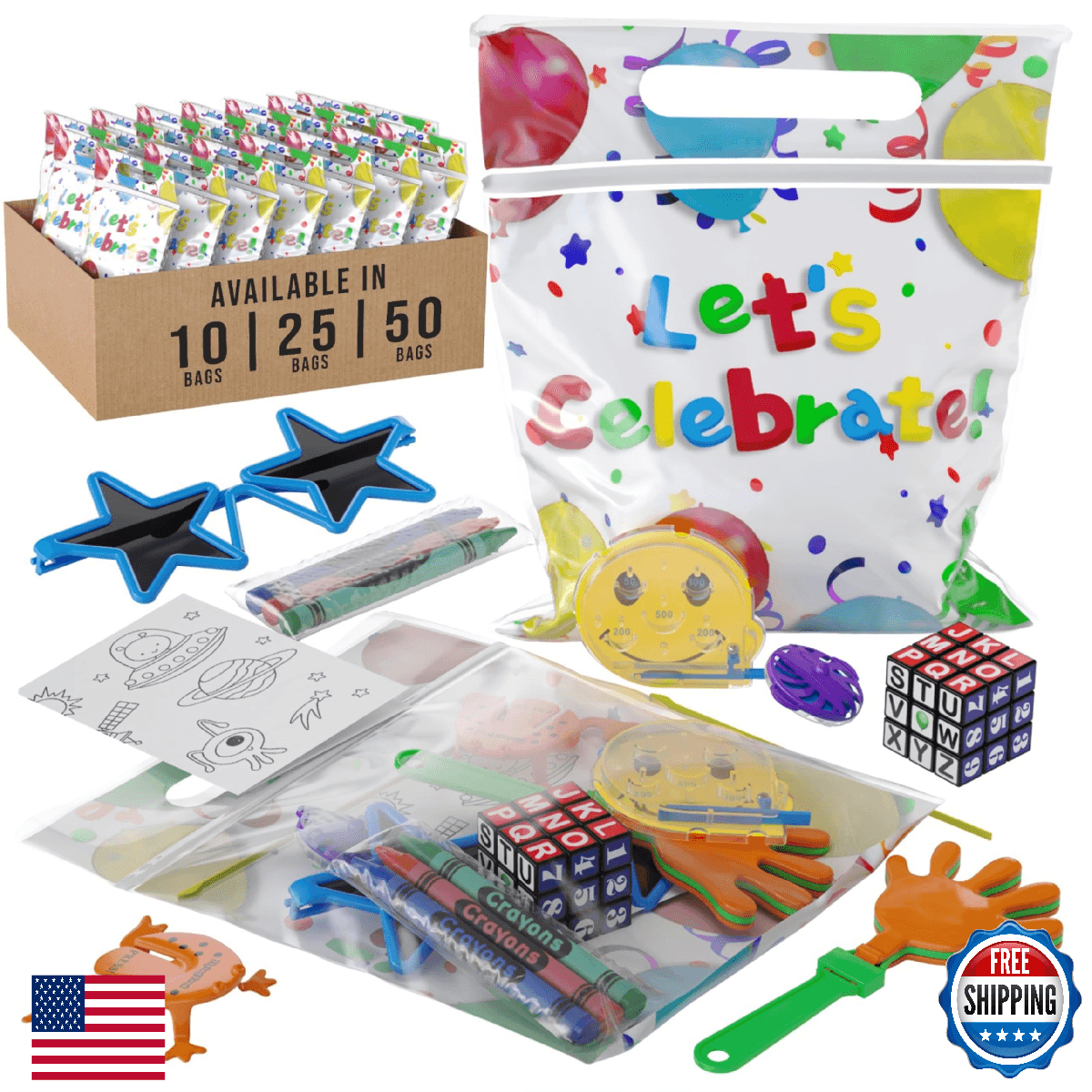 Crown Display 10 Pre-Filled Kids Party Favor Bags - Fun Goodie Bag Stuffers - Image 1