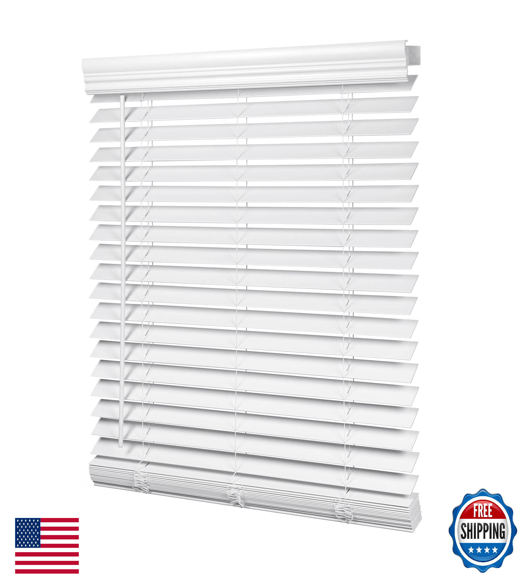 LazBlinds 2" Cordless Faux Wood Blinds w/ Royal Valance Room Darkening Horizonta - Image 1