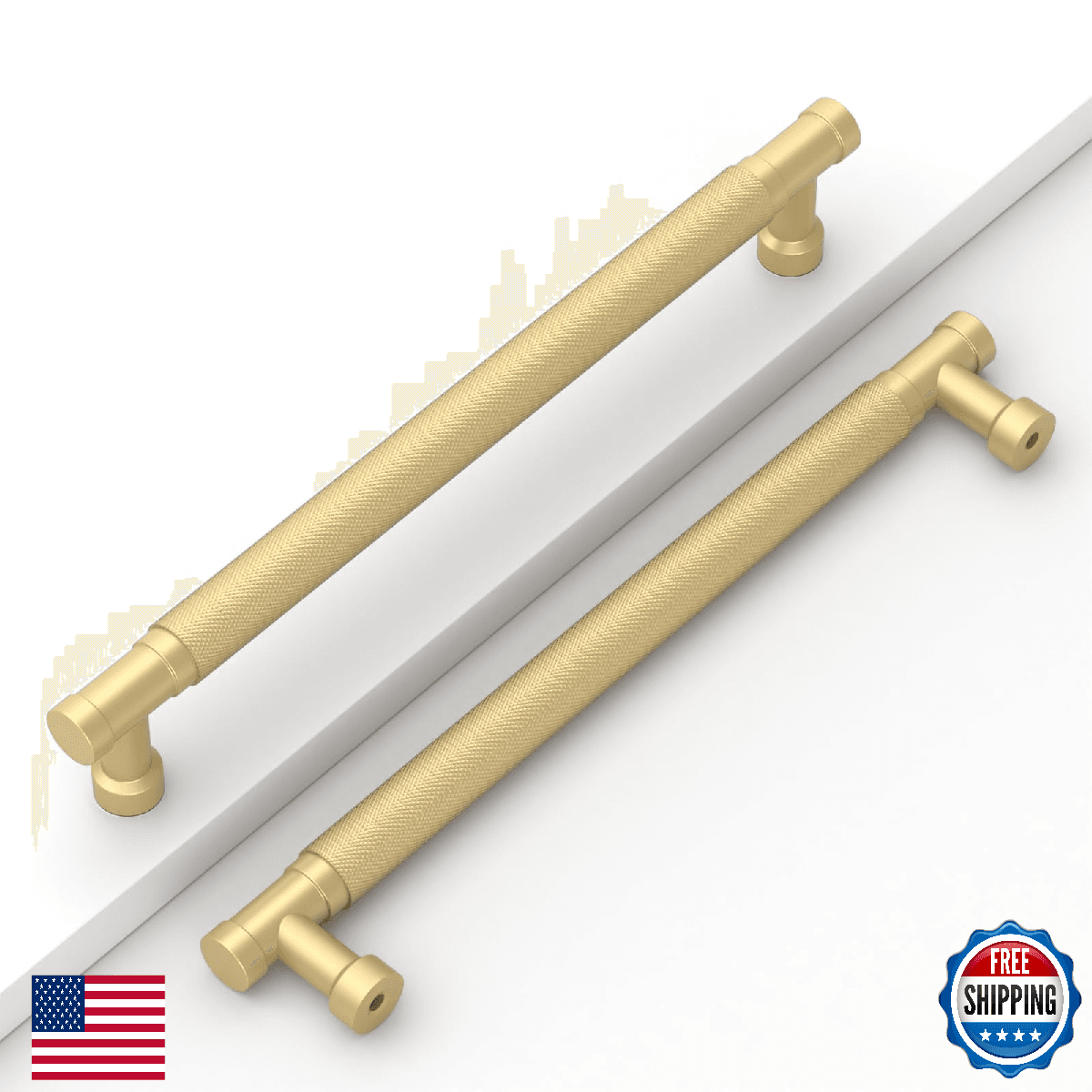 Coinkoly 10 Pack 7.5-1/2''(192mm) Gold Knurled Cabinet Handles Kitchen Brushed G - Image 1