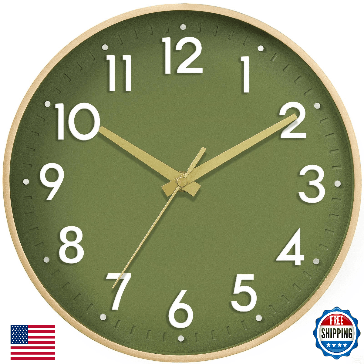 Mosewa Wall Clock 14 Inch Battery Operated Non-Ticking Analog Clock Decorative f - Image 1