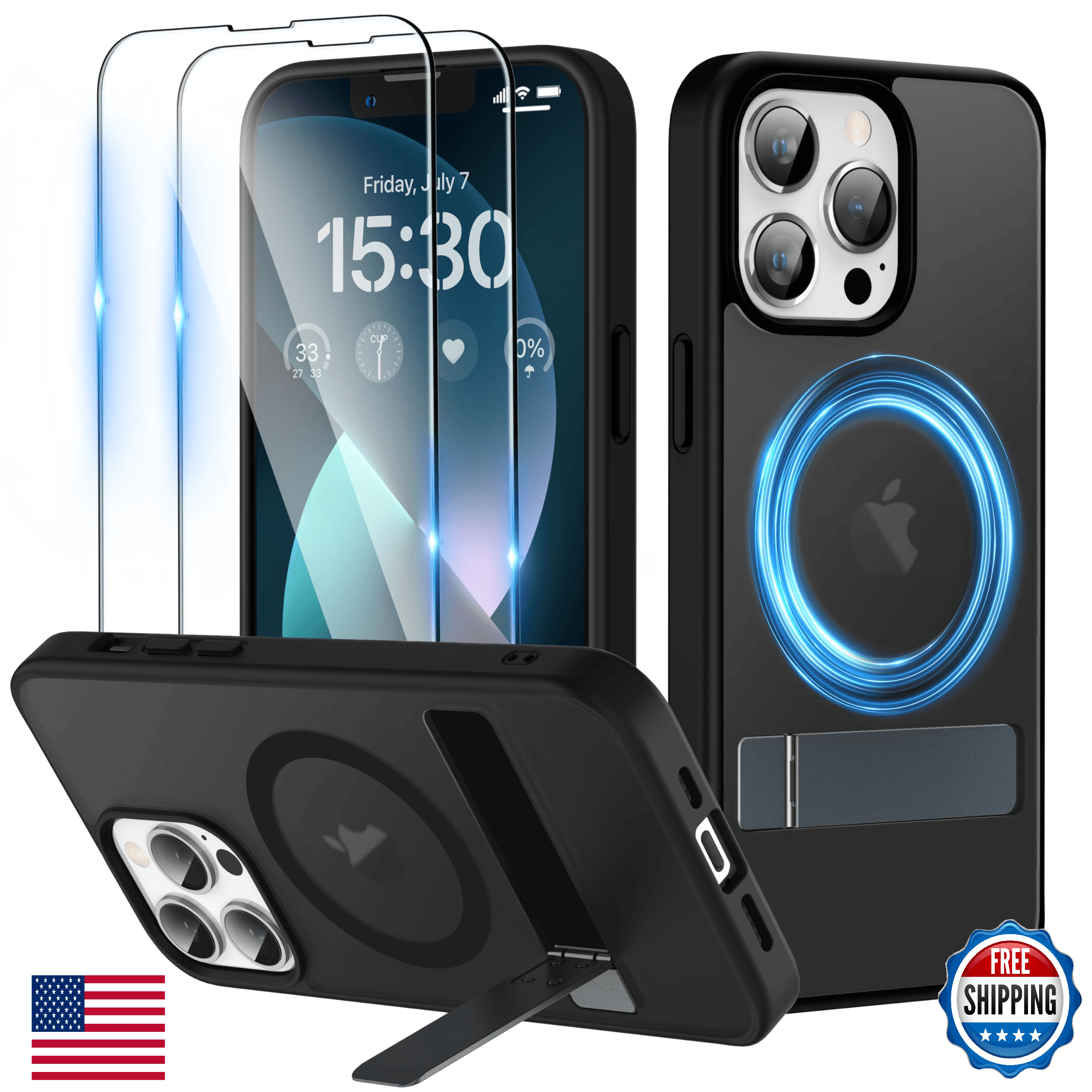 Niunisi Magnetic Case iPhone 13 Pro Max 6.7" Slim Kickstand Screen Protector - Image 1