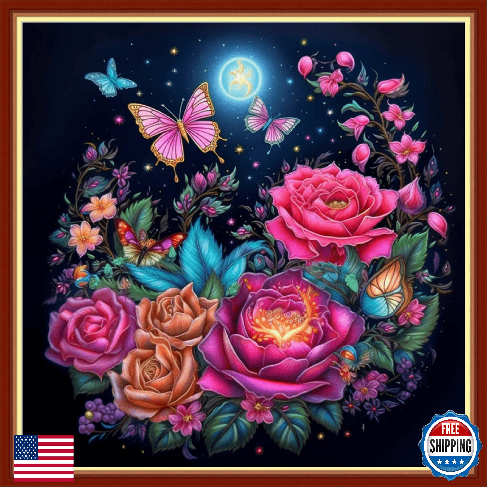 Foxhool Stamped Cross Stitch Kit for Beginners - Full Embroidery Set, 17.7" - Image 1