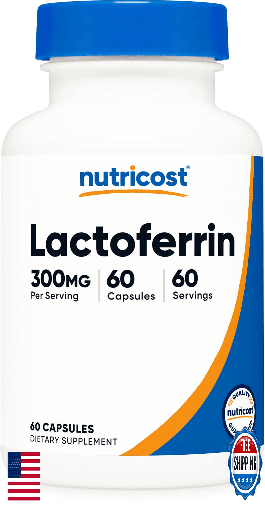 Nutricost Lactoferrin 300mg 60 Veg Capsules - Gluten-Free, GMP, Non-GMO - Image 1