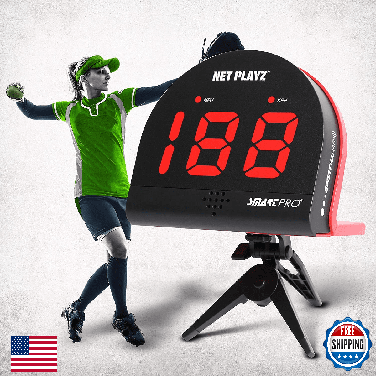 NetPlayz Softball Radar Speed Sensor Training Equipment - Hands-Free Radar Gun - Image 1