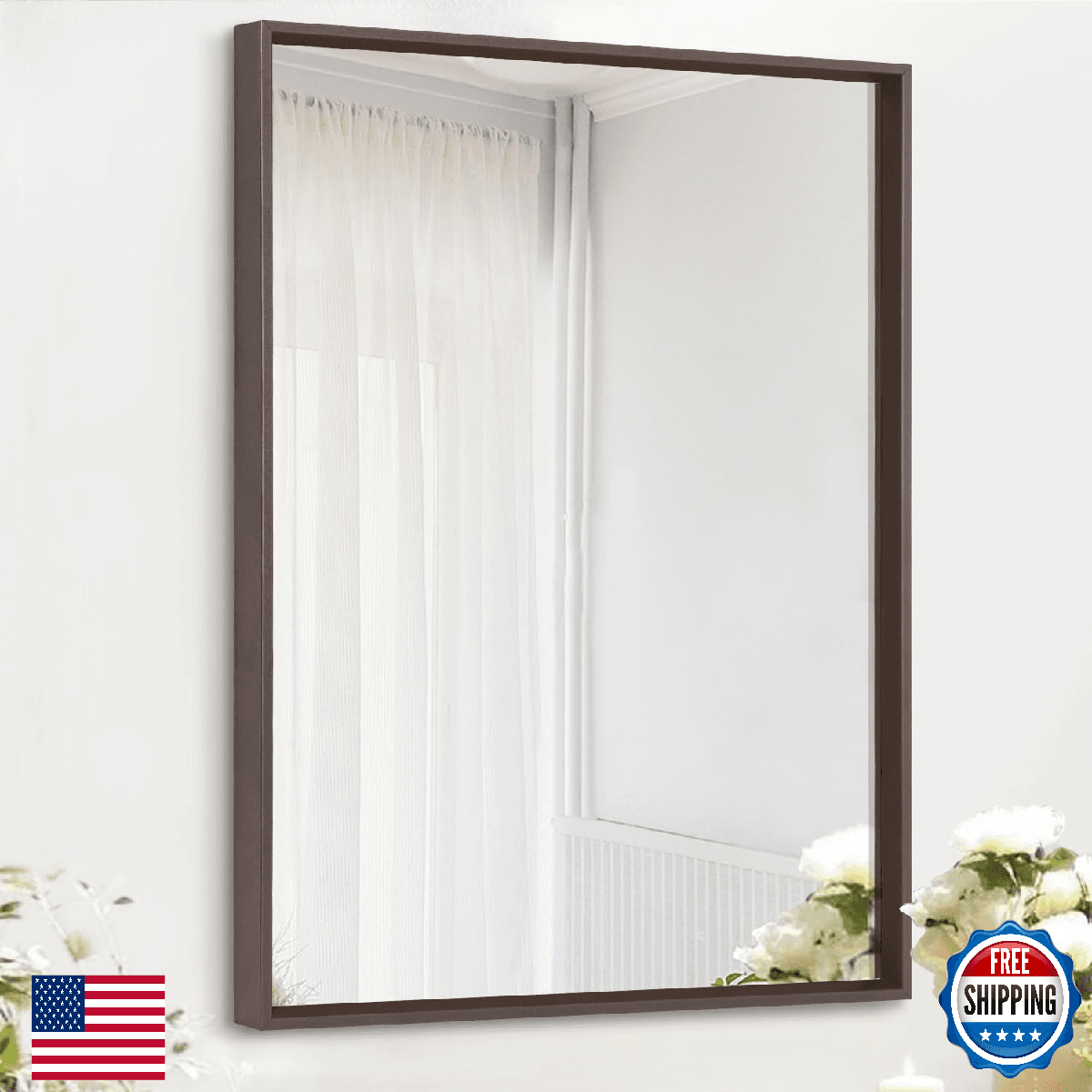 AAZZKANG 28x20 Inch Metal Frame Bathroom Vanity Mirror Rectangular Large - Image 1