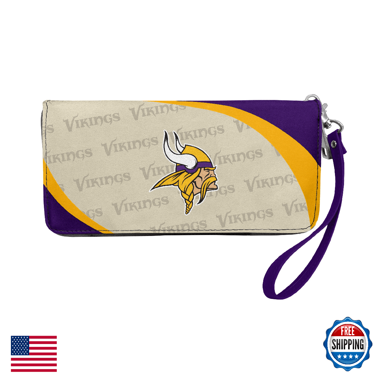 Littlearth NFL Minnesota Vikings Zip Organizer Wallet Wristlet 8"x4"x1" - Image 1
