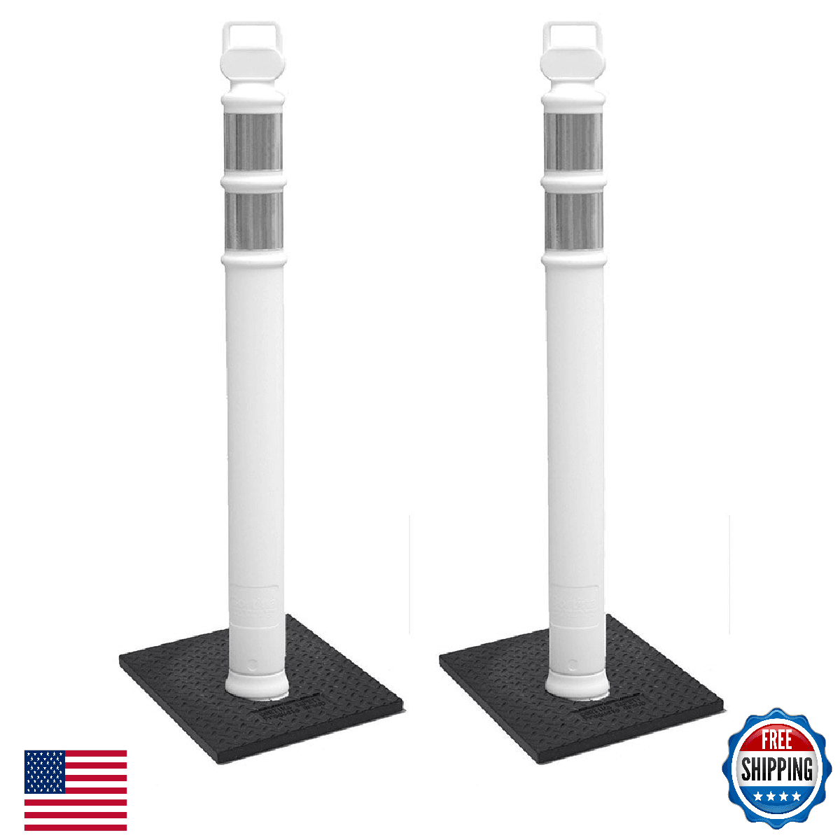 Cortina EZ Grab Delineator 45" Post, 3" Hip Collars with 10 lb Base, 03-747WRBC- - Image 1