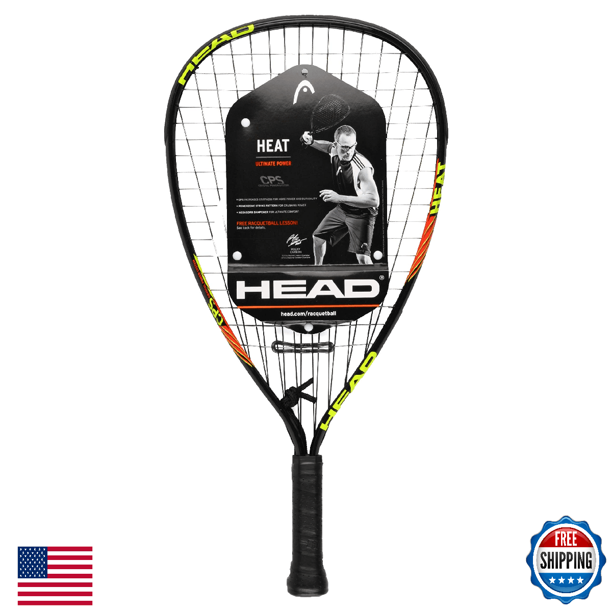 HEAD CPS Heat Racquetball Racquet - Pre-Strung Beginner, Power, Control - Image 1