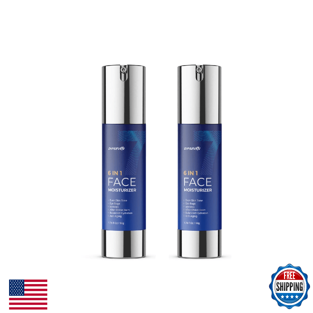DIPSEVEN 6 in 1 Face Cream for Men: Anti-Aging Mens Moisturizer - Firming Peptid - Image 1