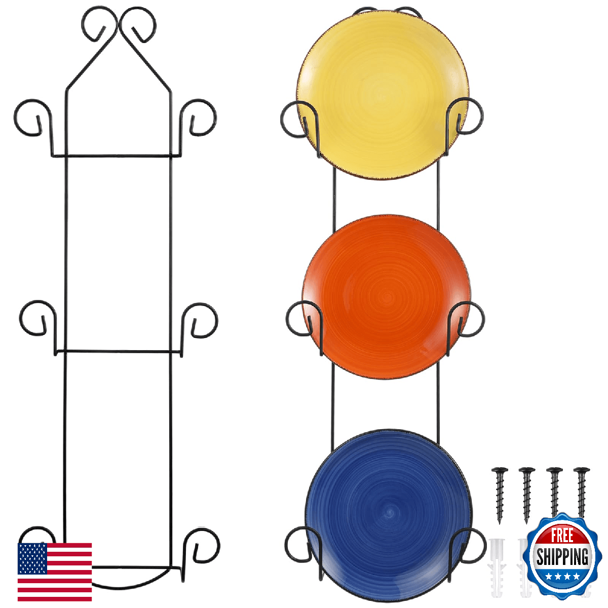 Menkxi 2 Pcs Metal Wall Plate Hangers Vertical Display Holder Decorative Vintage - Image 1