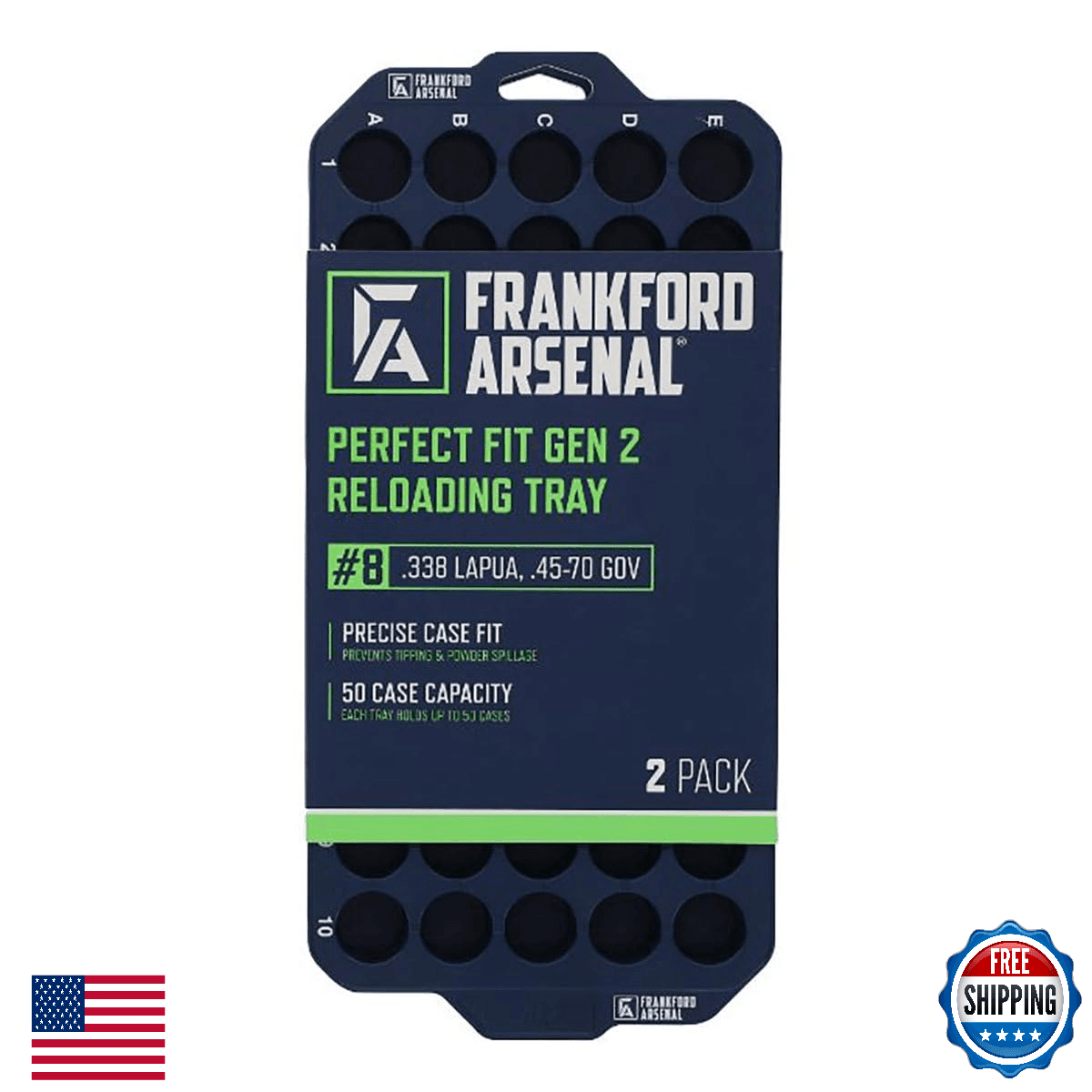 Frankford Arsenal Gen2 Reloading Tray #8 (2-Pack) - Durable, High Capacity - Image 1