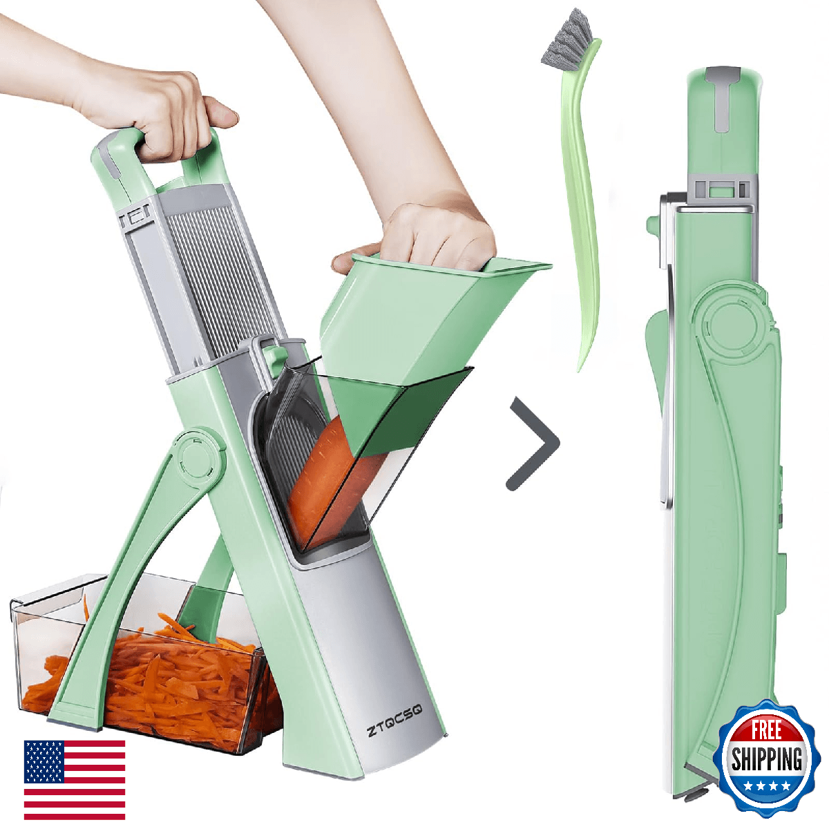 ZTQCSQ All-in-1 Mandoline Slicer: Adjustable Detachable Blade, Vegetable Chopper - Image 1