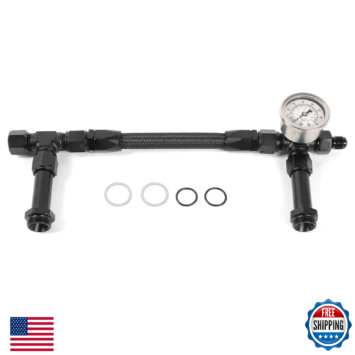 BARTOO 8AN Dual Feed Fuel Line Pressure Gauge For Holley 4150 Carburetor - Image 1