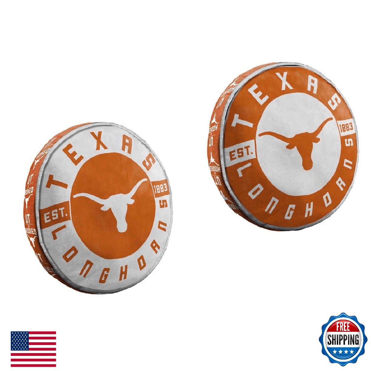 Northwest NCAA Texas Longhorns 15" Round Cloud Pillow (Team Colors) - Image 1