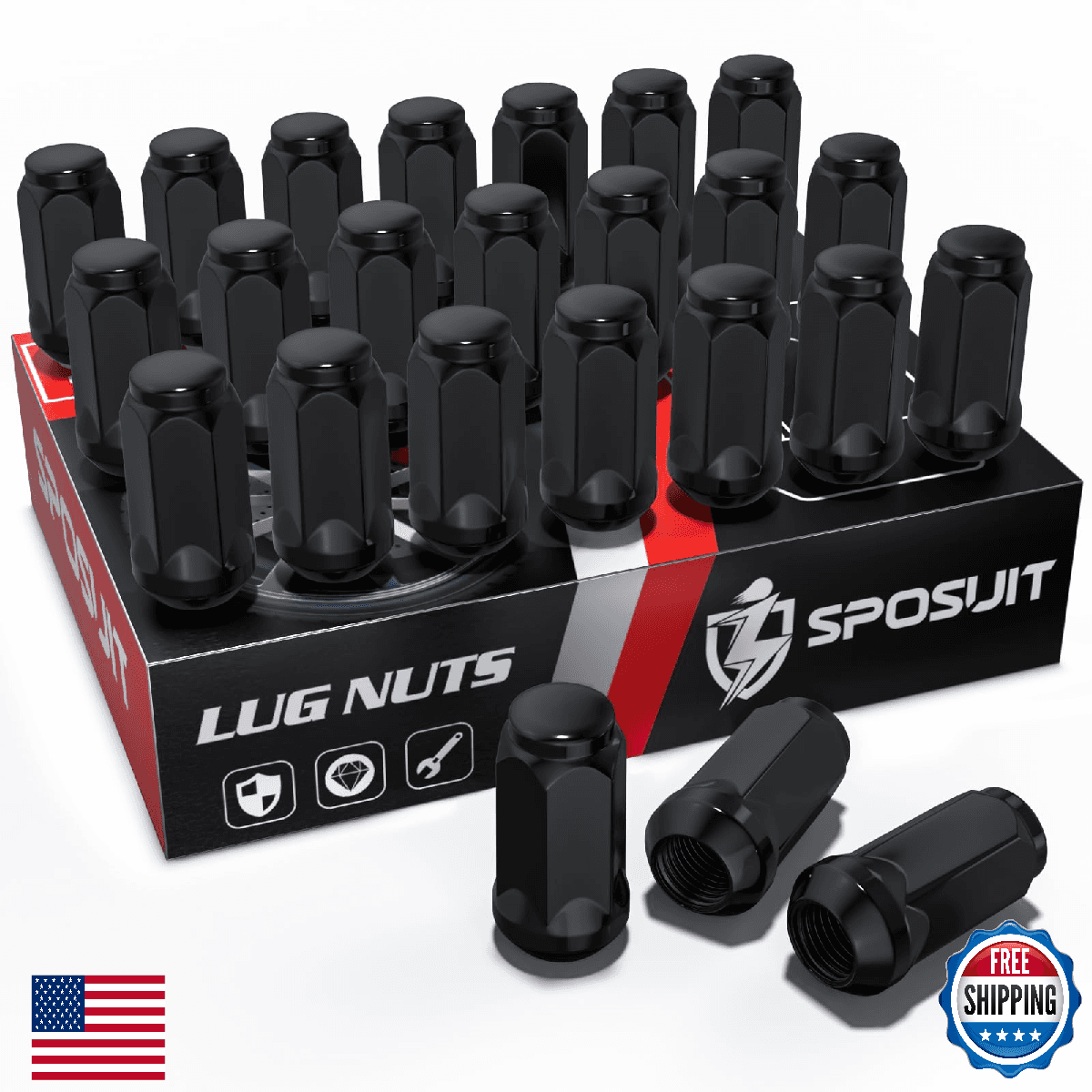 Sposuit M14x1.5 Lug Nuts - Replacement for 2019-2024 Ram 1500 - Closed End Black - Image 1