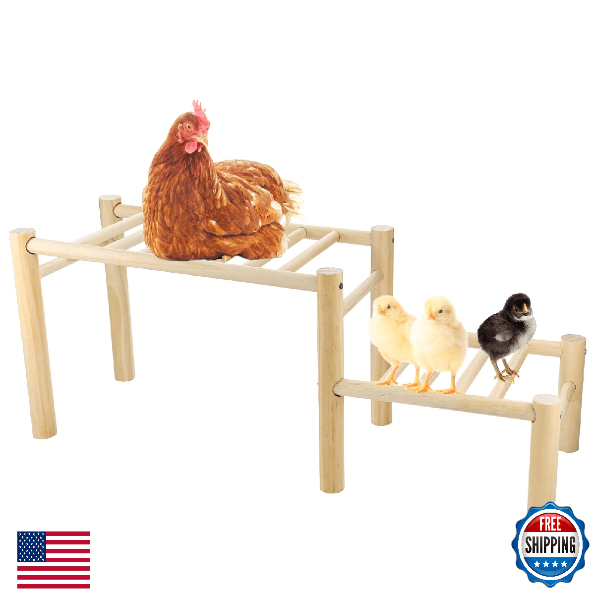 Vehomy Chicken Perch Roosting Ladder - Coop Jungle Gym Toy for Hens, Roosters, C - Image 1