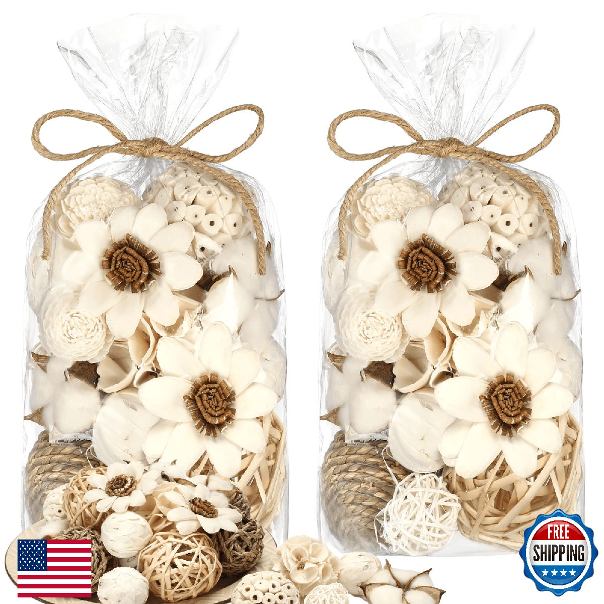 Riceshoot 2-Pack Decorative Balls Potpourri Bowl Filler Natural Vase Decor - Image 1