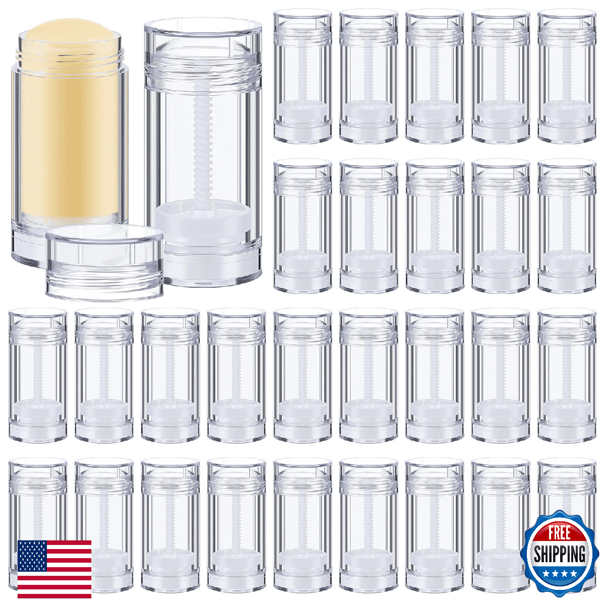 Teenyyou 30 Pcs Empty Deodorant Containers Twist up Filling Stick Plastic Deodor - Image 1