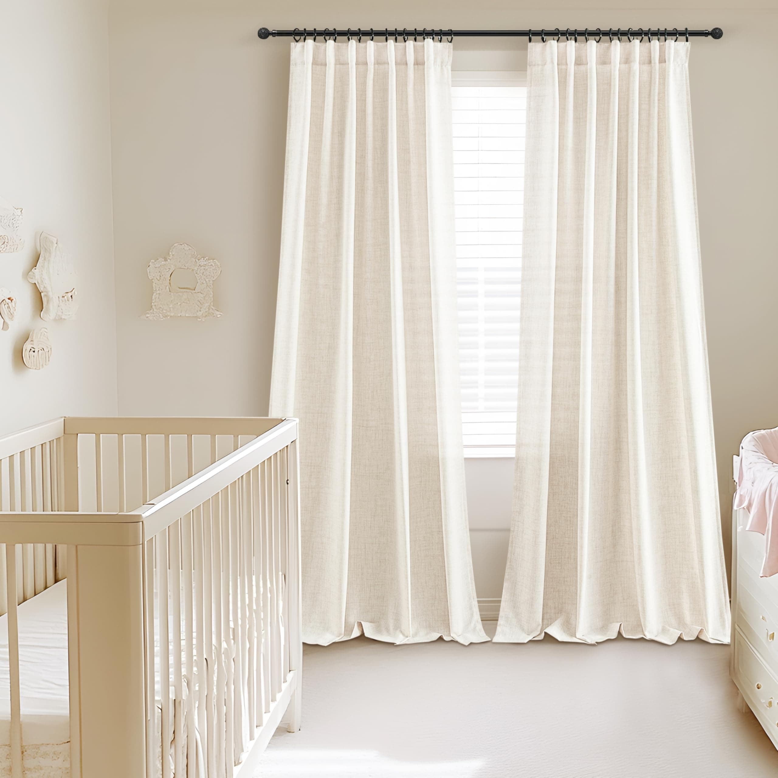 QJmydeco 95 Inch Length Curtains for Living Room, Modern Privacy Pretty Cream Li - Thumbnail 7