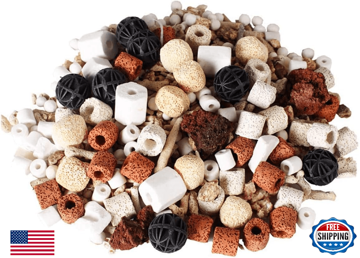 GOLDEAL Bio Balls Ceramic Rings Set Aquarium Biological Filter Media Mesh Bag Fi - Image 1