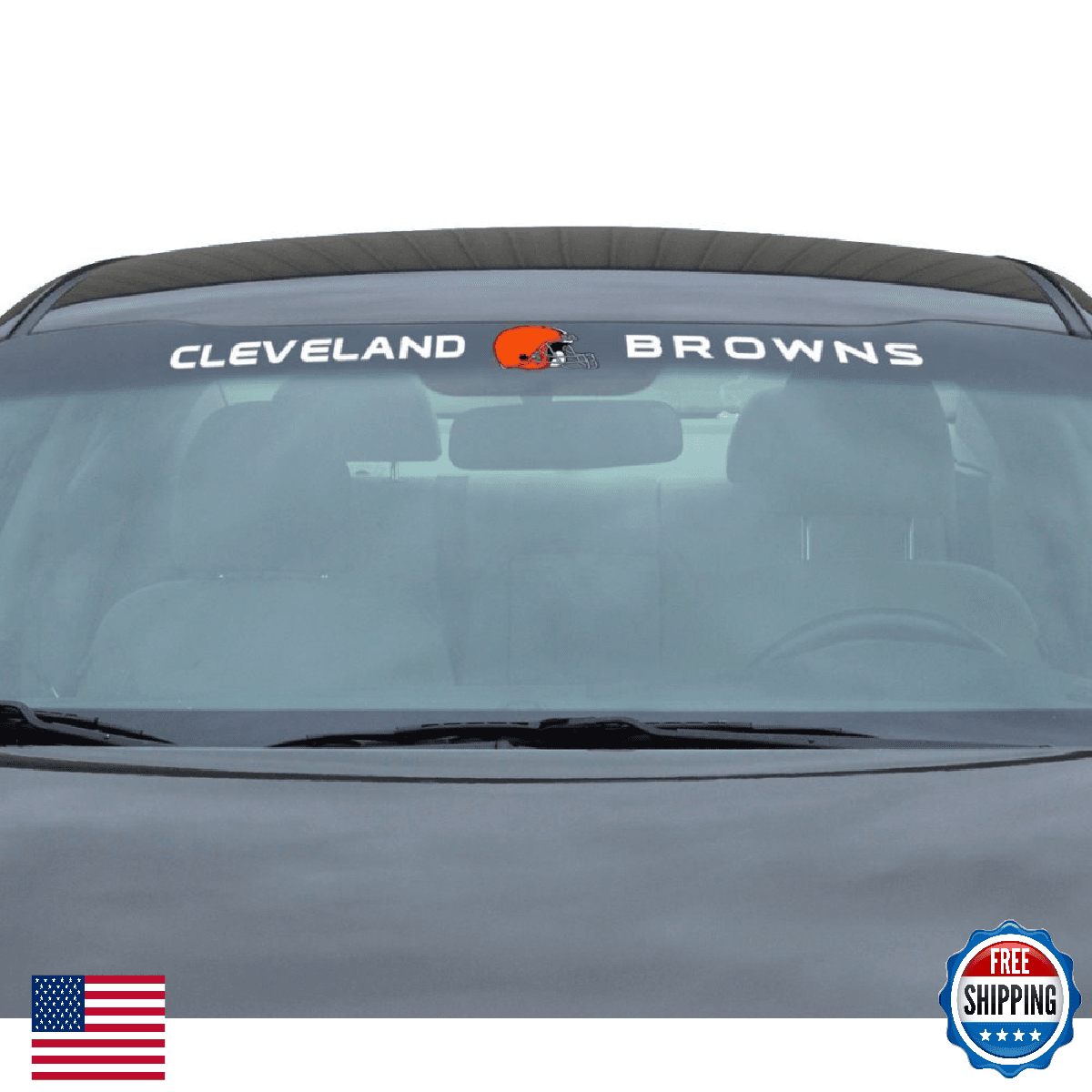 FANMATS NFL Cleveland Browns Sun Stripe Windshield Decal 3.25"x34" Sports - Image 1