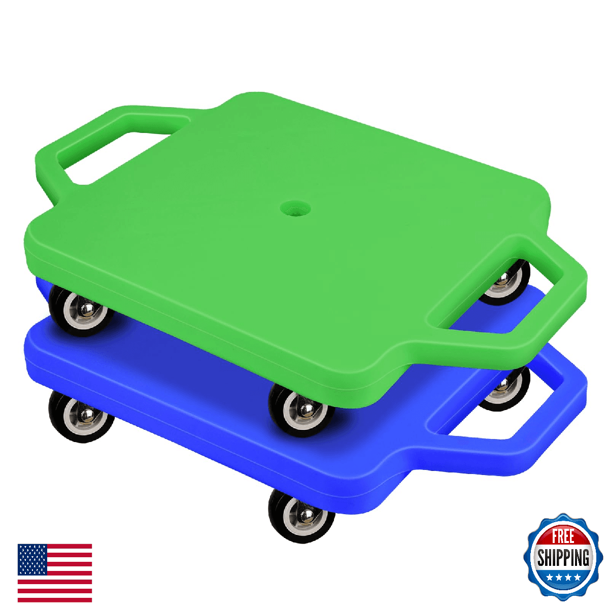 2 Pcs Sports Scooter Board with Handles Sitting Scooter Board Colored Plastic Ca - Image 1