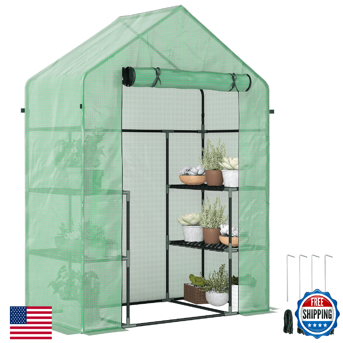 Outsunny 5'x 2.5'x 6.5' Mini Walk-in Greenhouse Kit Portable Green House - Image 1