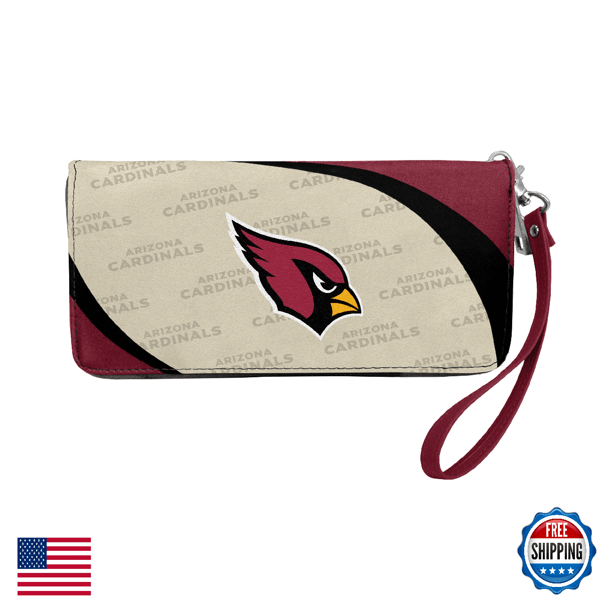Littlearth NFL Arizona Cardinals Curve Zip Organizer Wallet 8"x4"x1" - Image 1