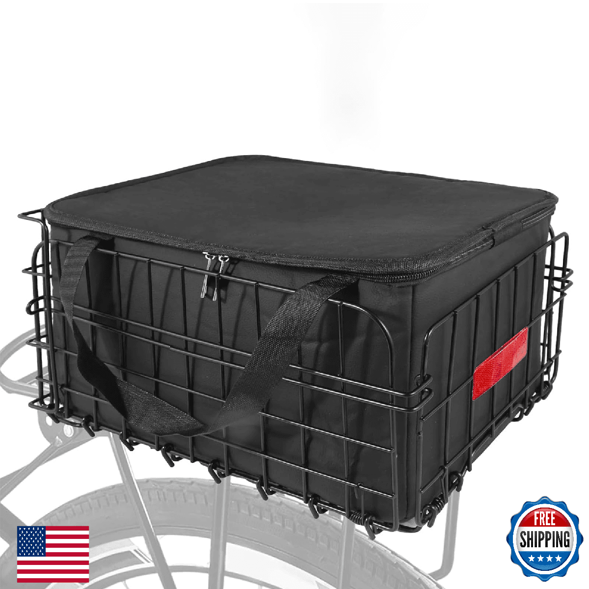Folding Rear Bike Basket Steel Baskets Quickly Release Rack Cargo Basket with Re - Image 1