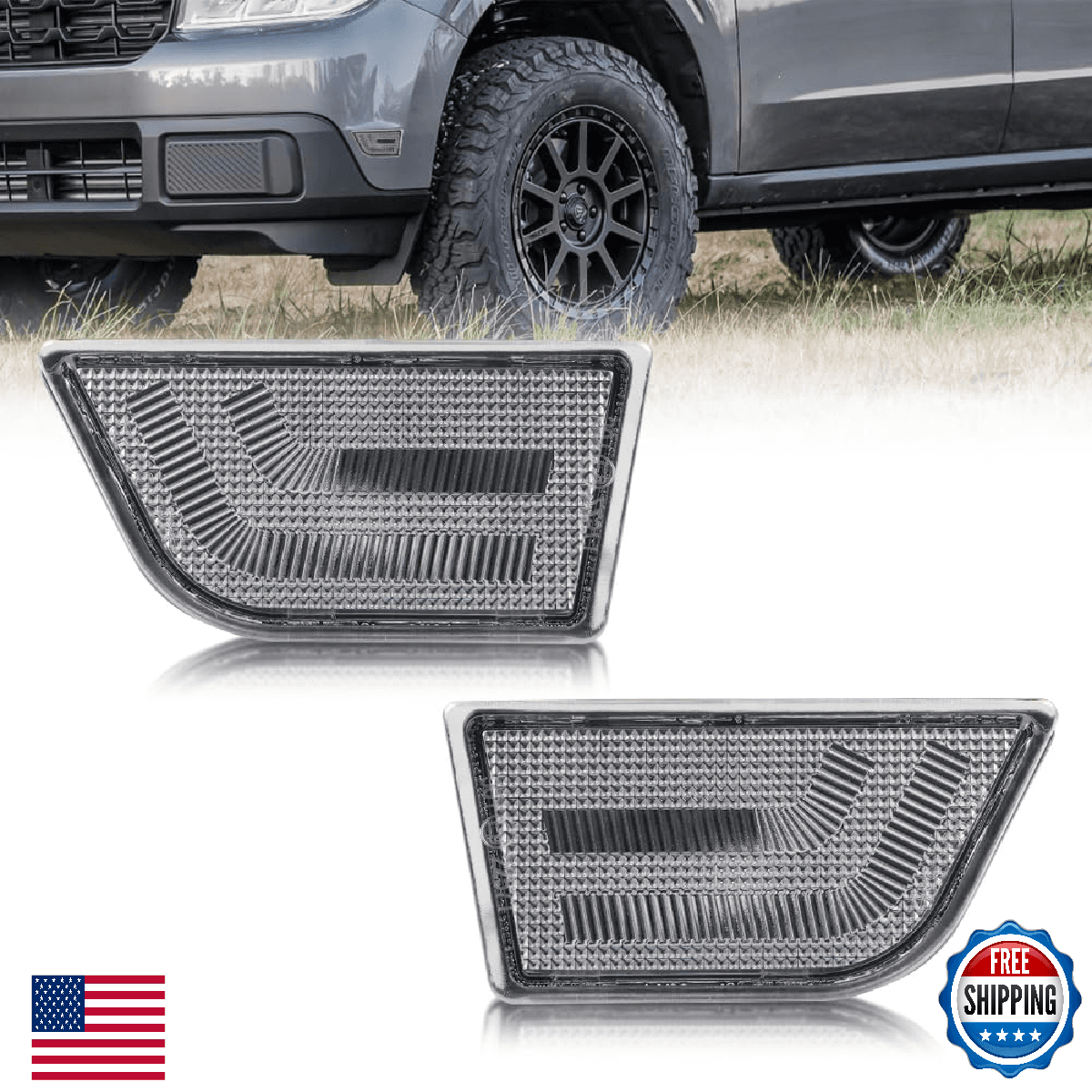 MOTRUM Front Side Marker Lights Housing Compatible with Ford Maverick 2022-2025 - Image 1