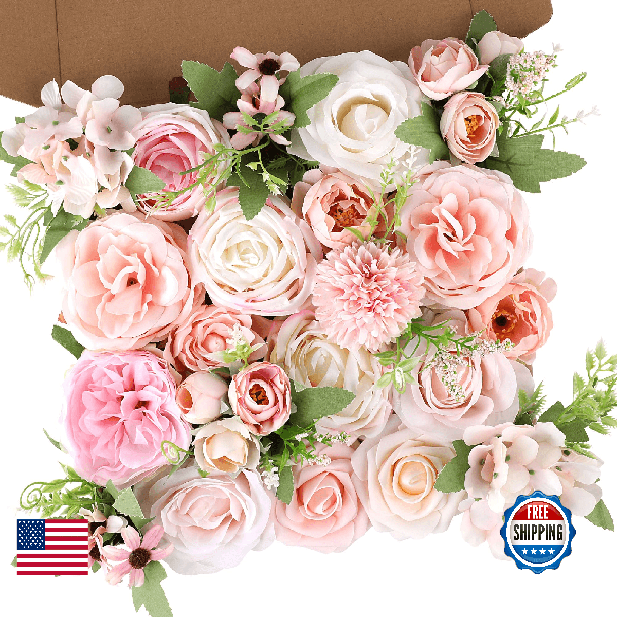 AGIRL Rose Artificial Flowers Combo Fake Flowers Pink Roses Silk Flowers with St - Image 1