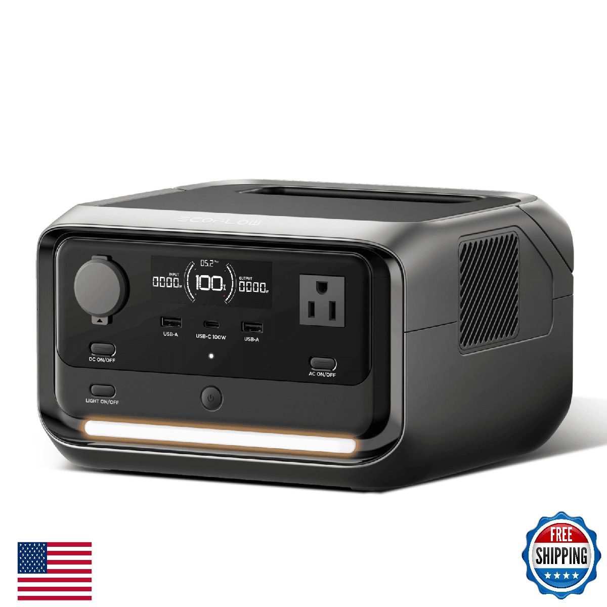 EF ECOFLOW Portable Power Station RIVER 3 Plus, 286Wh/12800mAh LiFePO4 Battery, - Image 1
