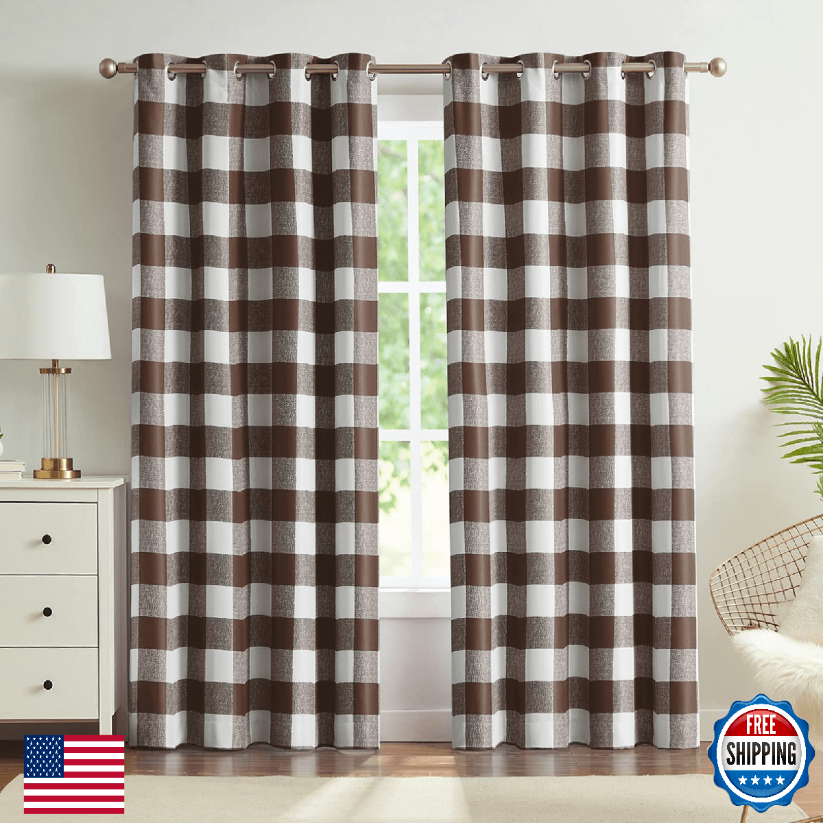 Melodieux Buffalo Check Plaid Blackout Curtains 72 Inches Long for Bedroom, Livi - Image 1