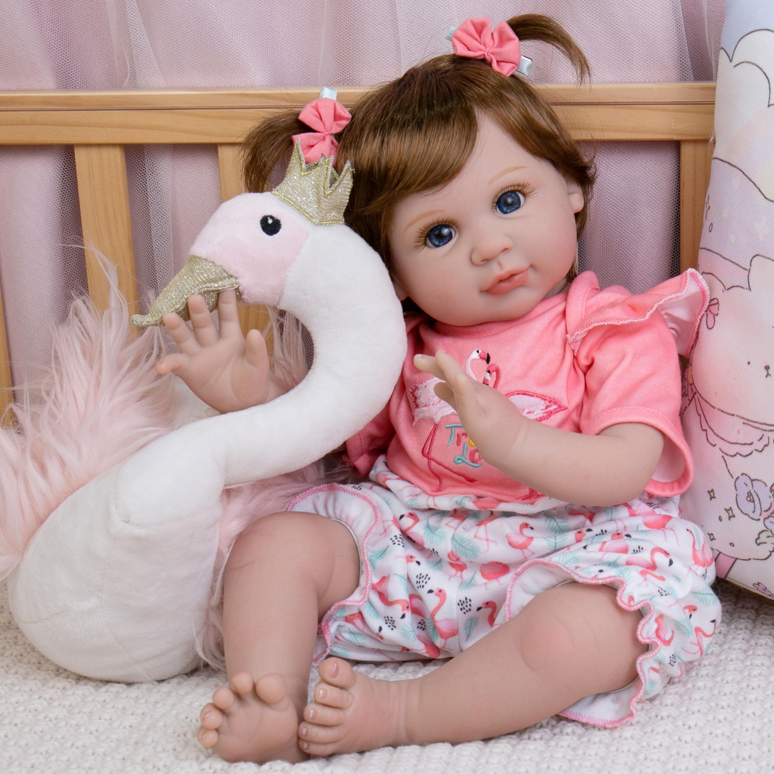 EKOKIZ 22-inch Realistic Lifelike Reborn Baby Doll Soft Cloth Body Newborn Gift - Image 1