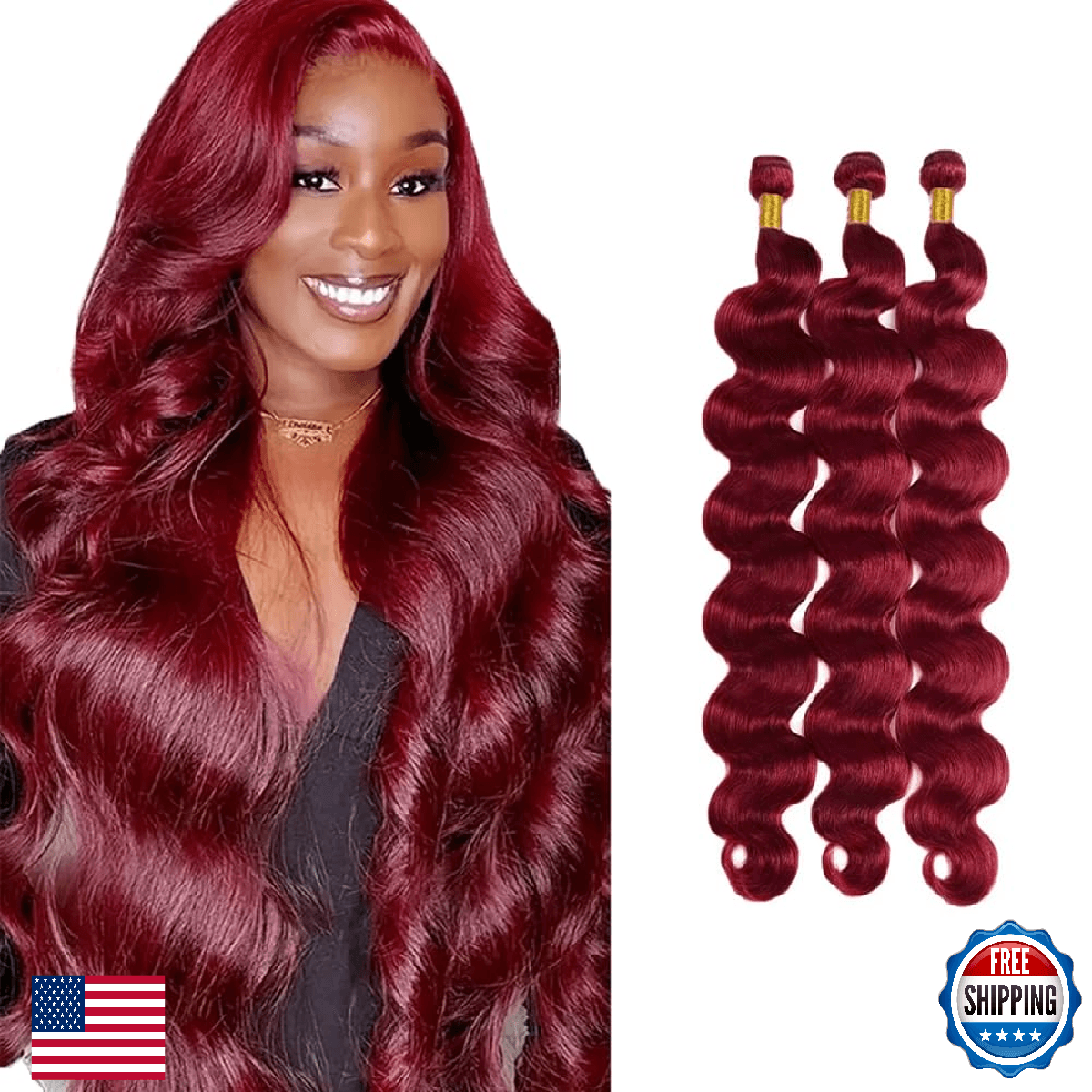 28 30 32 inch Burgundy Bundles Human Hair 99J Body Wave Bundles Red Human Hair B - Image 1