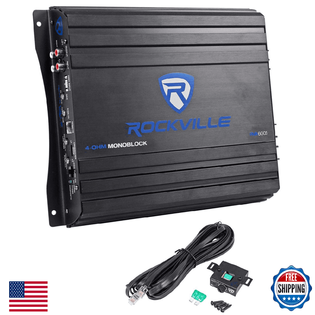 Rockville RVA600.1 Mono Car Amplifier, 1200W Peak, 200W Dyno-Certified RMS @ 4 O - Image 1