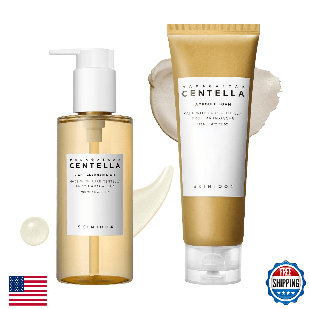 SKIN1004 Centella Double Cleansing Duo, Cleansing Oil 6.76 fl.oz & Ampoule Foam - Image 1