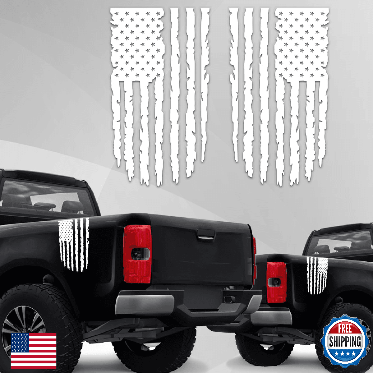GRITKULTURE Distressed American Flag Vinyl Decal 2-Pack for Trucks & Tailgates - Image 1