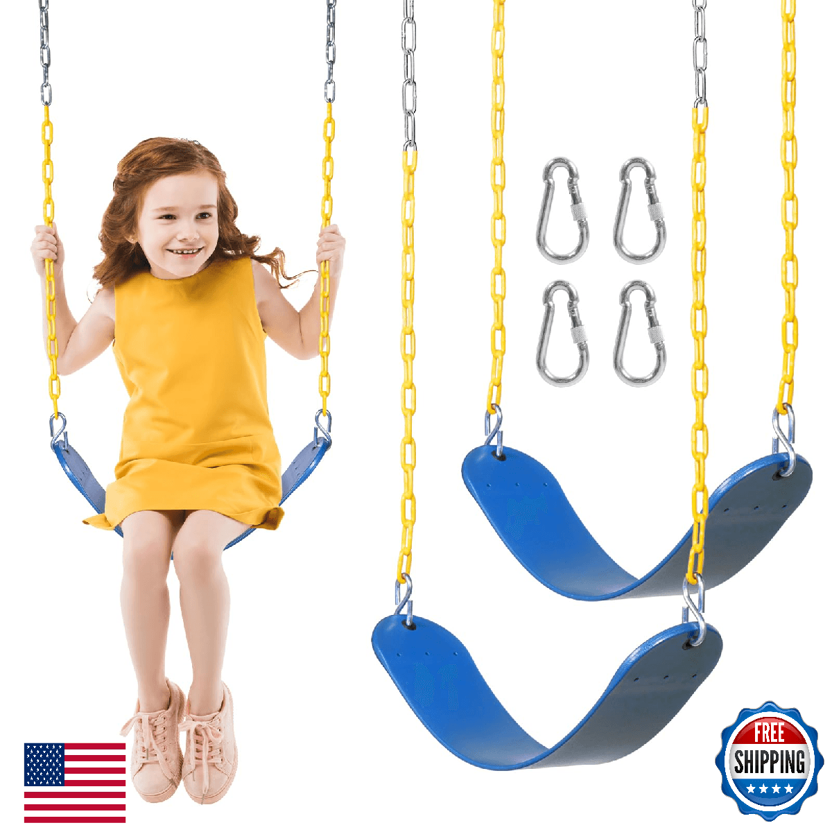 DECORLIFE 2-Pack Swing Seats for Swing Set - 330lb Capacity, Heavy-Duty Chains - Image 1