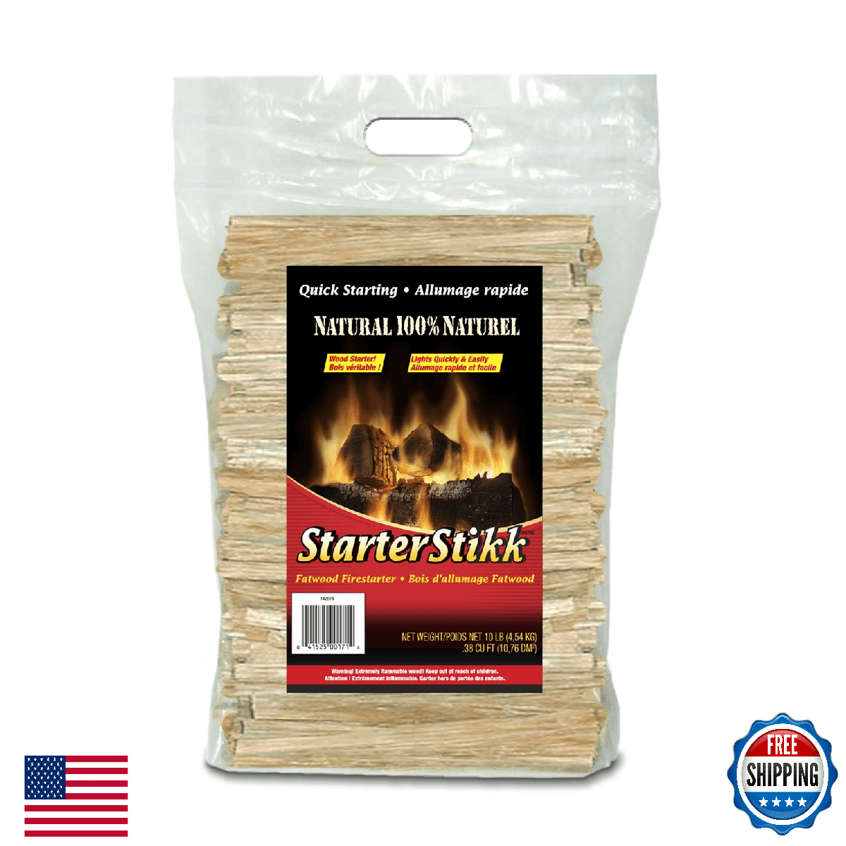 Pine Mountain Fatwood StarterStikk Natural Firestarting Sticks for Campfire (F) - Image 1