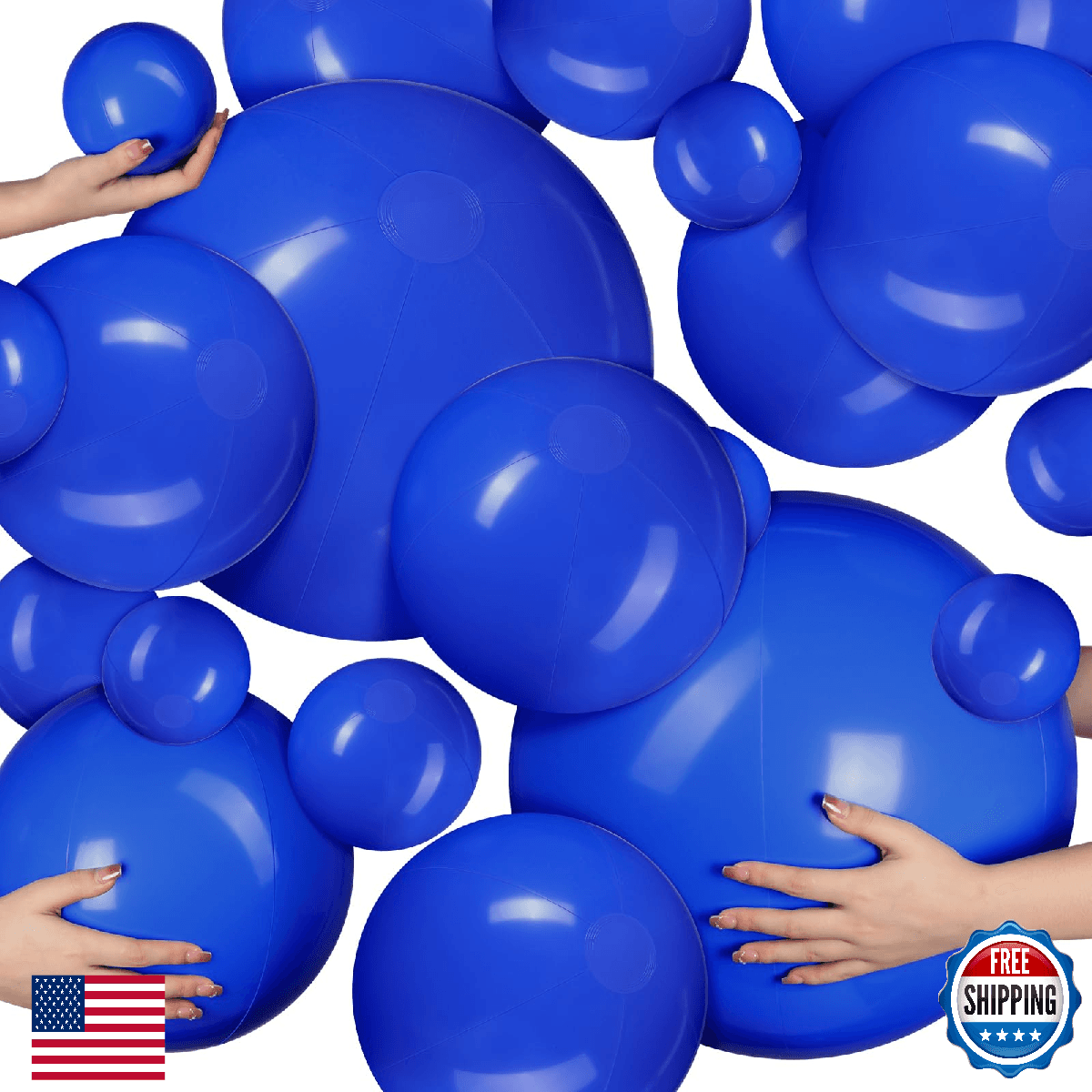 Sratte 20 Pcs Inflatable Beach Balls Bulk - 3 Sizes Blue Pool Party Toys - Image 1
