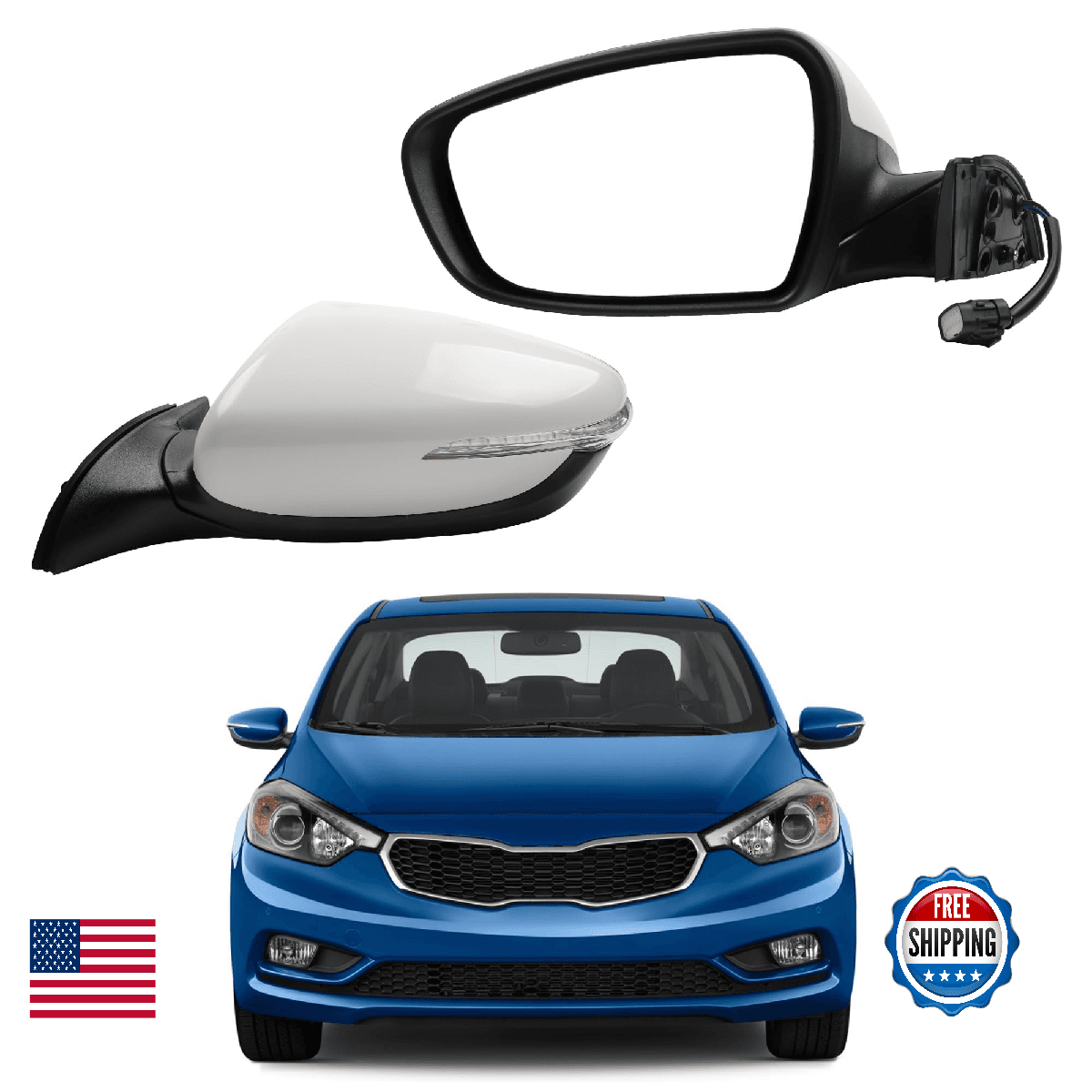 Dasbecan 2013-2015 Kia Forte Left Driver Side Mirror Manual Folding Heated Power - Image 1