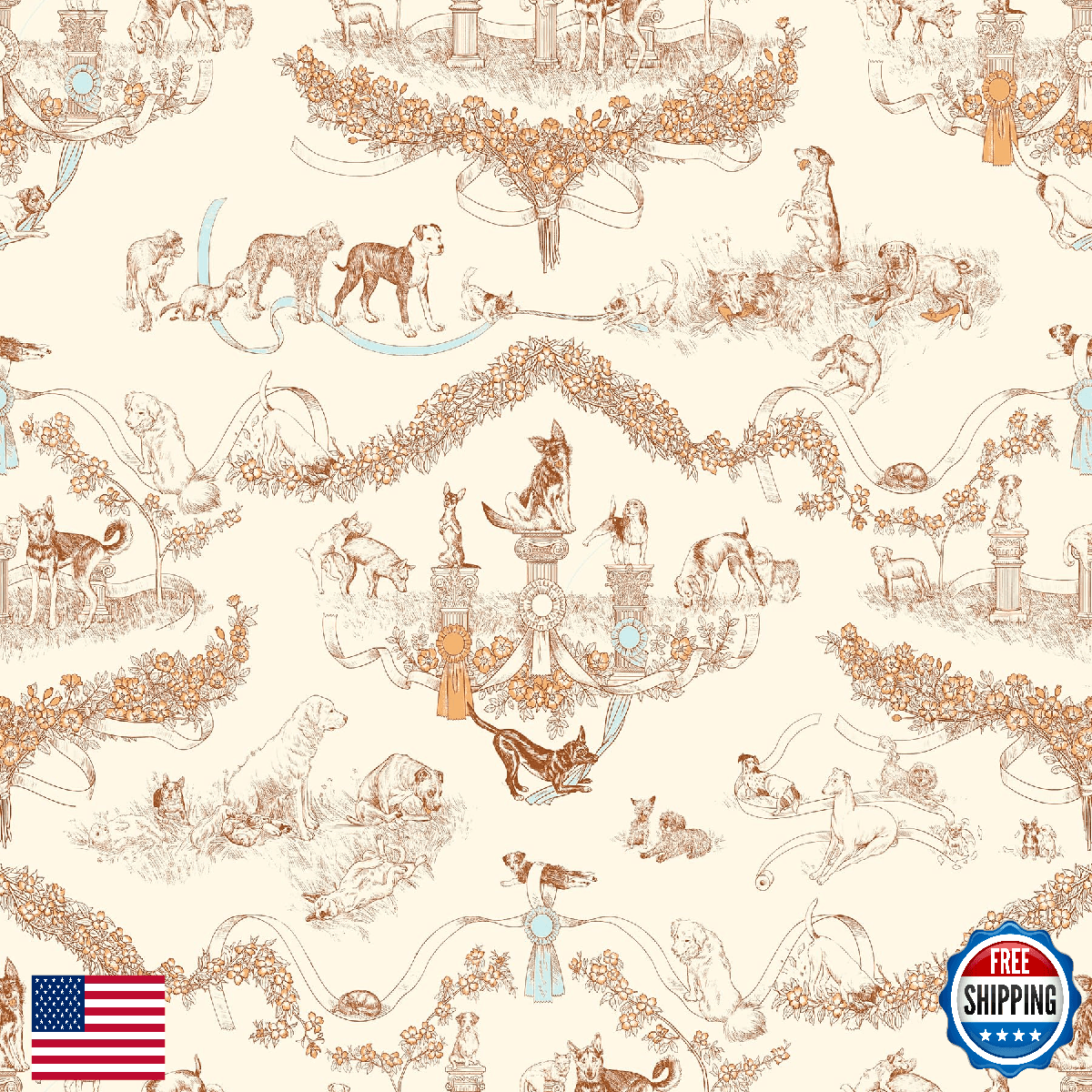 NuWallpaper x Rachel Antonoff Orange Worst in Show Peel & Stick Wallpaper RAS - Image 1