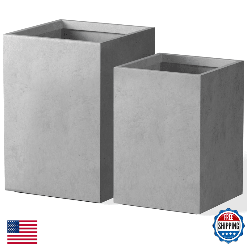Kante 18.515.7 H Tall Rectangular Concrete Planters Set Of 2 Outdoor Indoor - Image 1