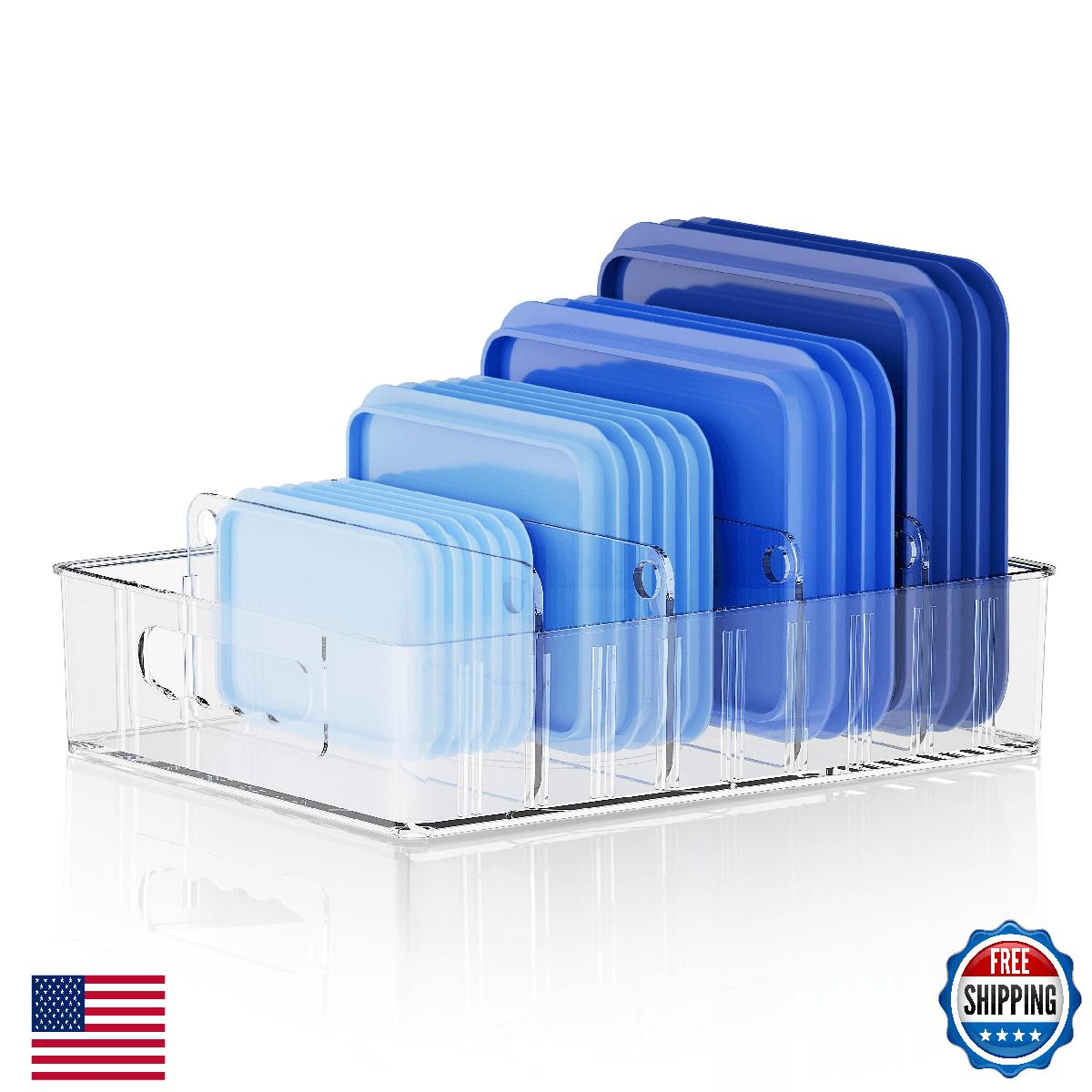 LYNG Lid Organizers Inside Cabinet Clear Plastic Storage Lid Organizer 4 Adjusta - Image 1